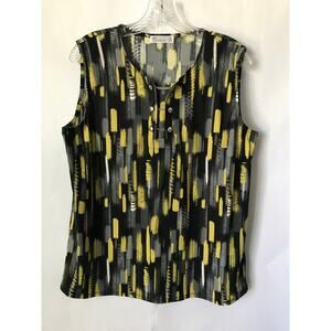 89th Plus Madison Womens Top Sleeveless Button Chain Trim Black Gray Chartreuse